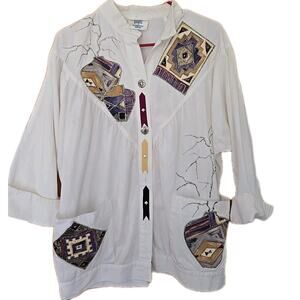 Vintage Western Jacket Southwestern Aztec Appliqué by Scottsdale Images Size S